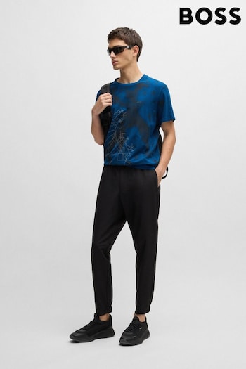 BOSS Blue Cotton Blend T-Shirt With Decorative Reflective Print (AJ8621) | £69