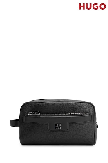 HUGO Black Stacked Logo Washbag (AJ8628) | £119