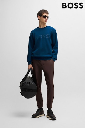 BOSS Blue Sandwich Logo Sweatshirt In Stretch Cotton (AJ8631) | £129