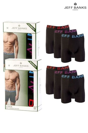 Jeff Banks Black Bamboo Boxers 6 Pack (AJ8696) | £26