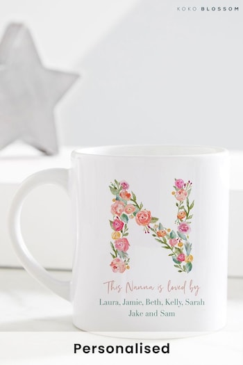 Personalised Floral Letter Nanna Mug by Koko Blossom (AJ9020) | £13.50