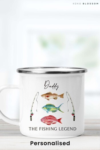 Personalised Fishing Legend Enamel Mug by Koko Blossom (AJ9031) | £14