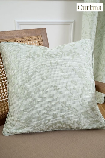 Curtina Sage Marple Jacquard Filled Cushion (AJ9330) | £16