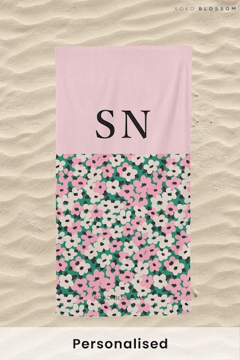 Personalised Floral Beach Towel by Koko Blossom (AJ9577) | £30