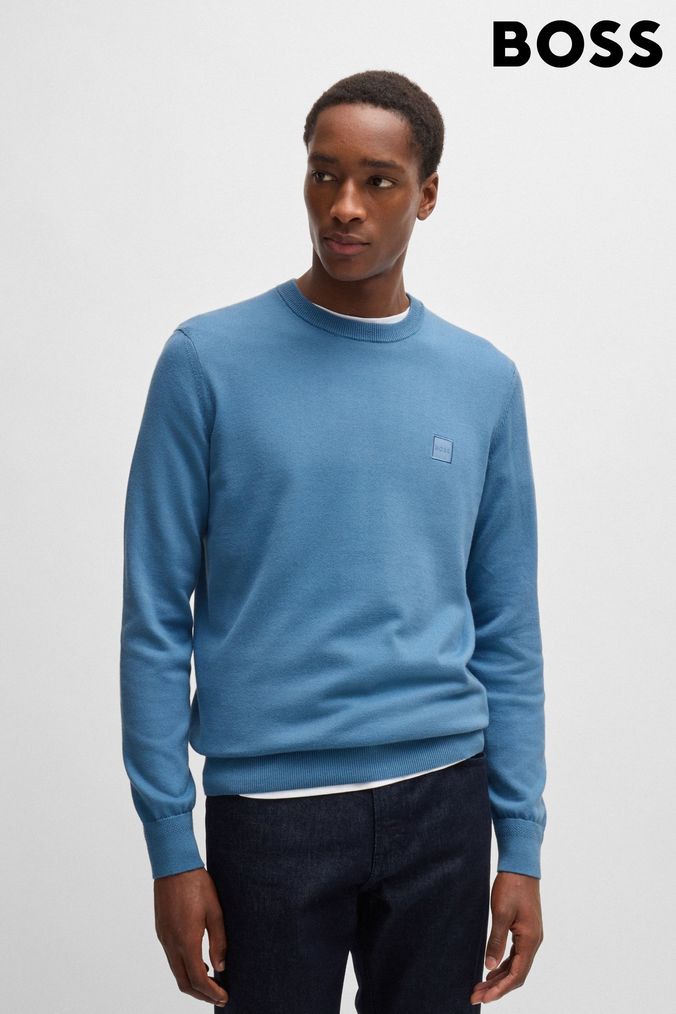 Men's navy crew neck jumper shop