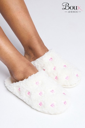 Boux Avenue Cream Bow Embroidered Mules (AJ9983) | £20