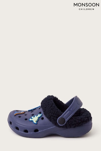 Monsoon Blue Boucle Dinosaur Clogs (AK0170) | £12 - £14