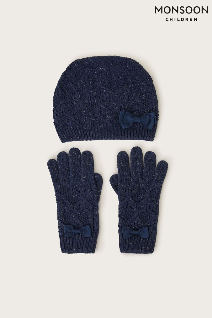 Girls navy hat and gloves store