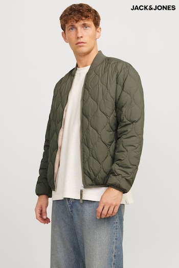 JACK & JONES Green Quilted Padded Bomber Jacket (AK0410) | £45