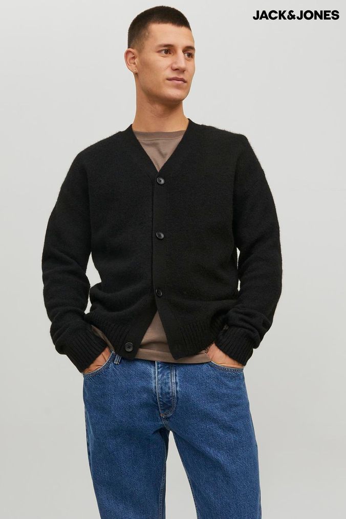 Buy Men s Black Cardigans Long Sleeve Knitwear Online Next UK