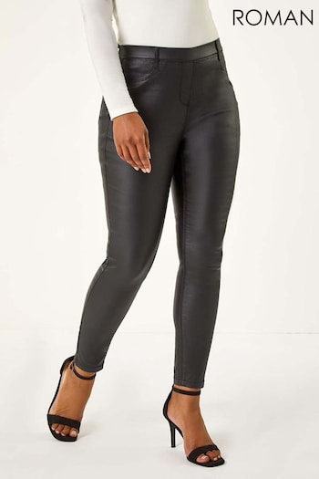 Roman Black Petite Coated Pull On Jeggings (AK0779) | £32