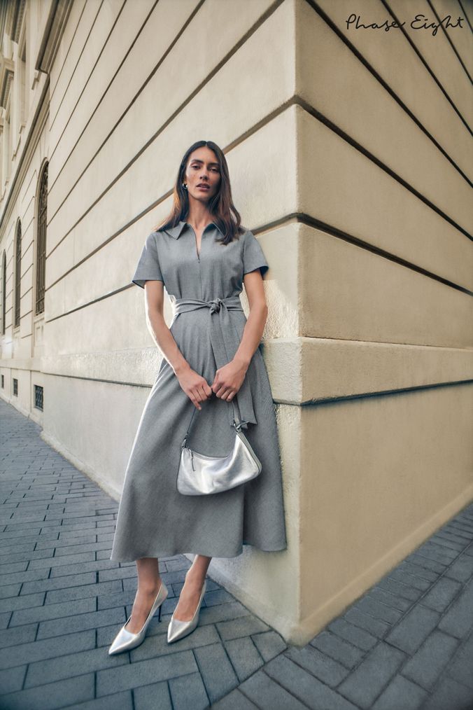 Buy Women s Grey Short Sleeve Casual Dresses Online Next UK