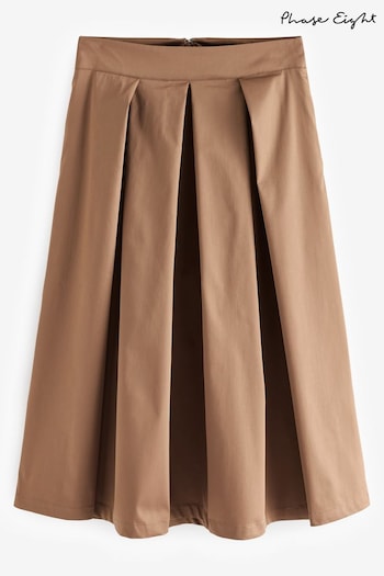 Phase Eight Brown Trinity Petite Pleated Skirt (AK0859) | £99