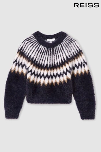 Reiss Navy Indy Fairisle Jumper With Alpaca Wool And Cashmere (AK0894) | £48