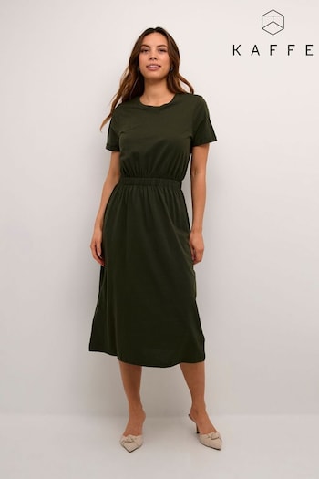 Kaffe Green 100% Cotton KAcelina Short Sleeve Jersey Dress (AK1206) | £40