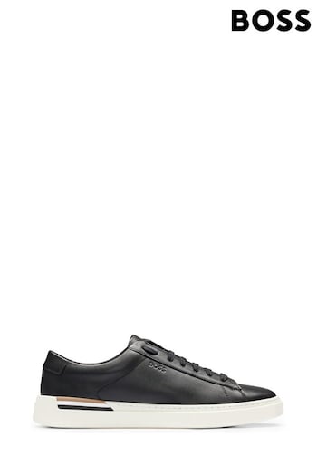 BOSS Black Signature Leather Stripe Cupsole Trainers (AK1608) | £189