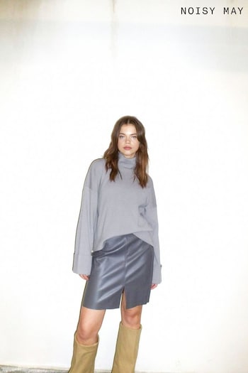 NOISY MAY Grey PU Faux Leather Mini Skirt (AK1631) | £22