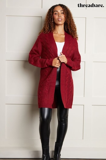 Threadbare Red Cable Knit Cardigan (AK1655) | £26