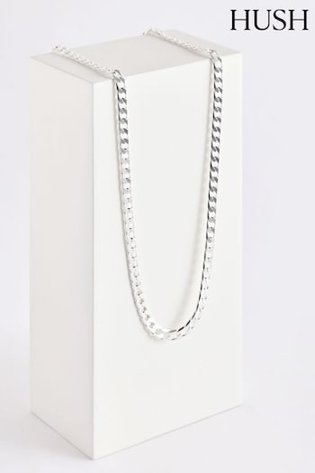 Hush Silver Tone Flat Curb Chain Necklace (AK1703) | £40