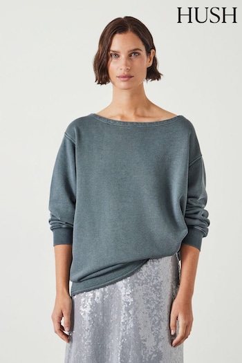 Hush Grey Josie Relaxed Raw Edge Hem 100% Cotton Sweatshirt (AK1740) | £60