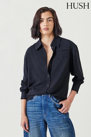 Hush Black Amren Pinstripe Shirt (AK1746) | £85