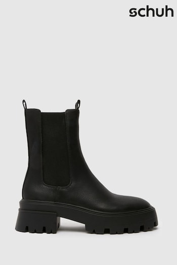 Schuh Addilyn Chunky Chelsea Black Boots (AK1827) | £50