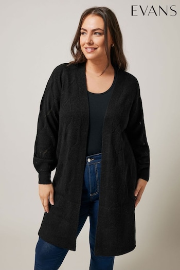 Evans Pointelle Black Cardigan (AK1950) | £42