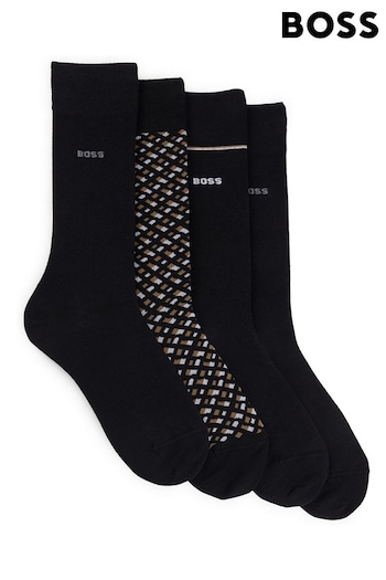 BOSS Black Cotton Blend Regular Length 4 Pack Socks (AK2821) | £35