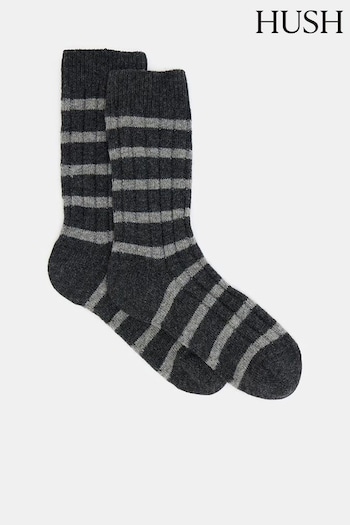 Hush Black Wool Stripe Socks (AK2984) | £20