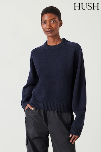 Hush Blue Nina Merino Wool Cropped Jumper (AK2986) | £110