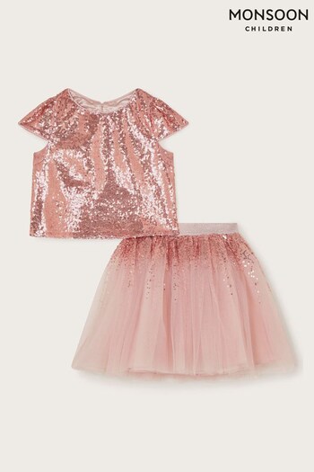 Monsoon Pink Sequin Top And Tutu Skirt Set (AK3196) | £60 - £70