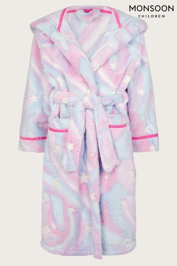 Monsoon Pink Fleece Marble Star Print Dressing Gown (AK3214) | £32 - £36