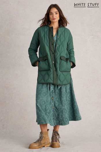 White Stuff Green Raya Quilted Coat (AK3276) | £90