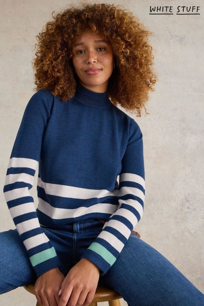 Blue merino wool jumper top