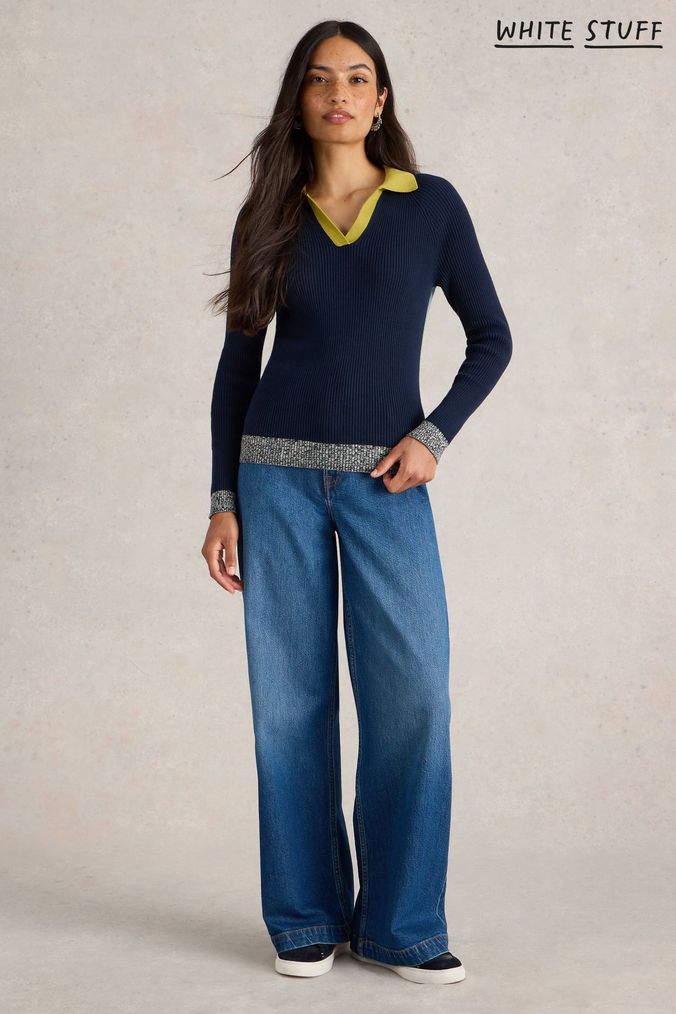 Buy Women s Blue Collared Jumpers Online Next UK
