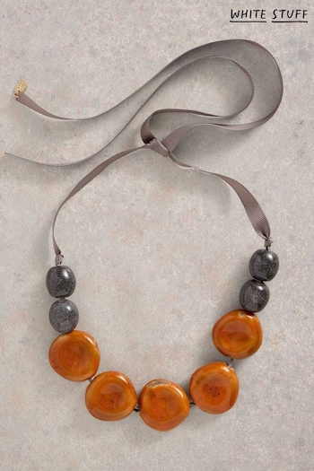 White Stuff Orange Hibiscus Stone Necklace (AK3303) | £22.50