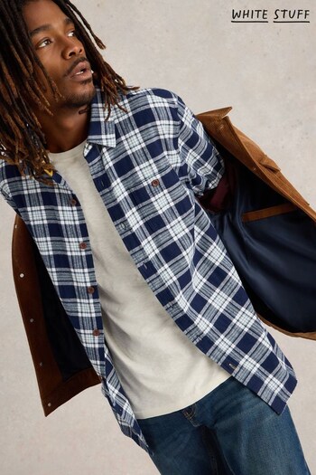 White Stuff Blue 100% Cotton Wallace Brushed Check Shirt (AK3328) | £55