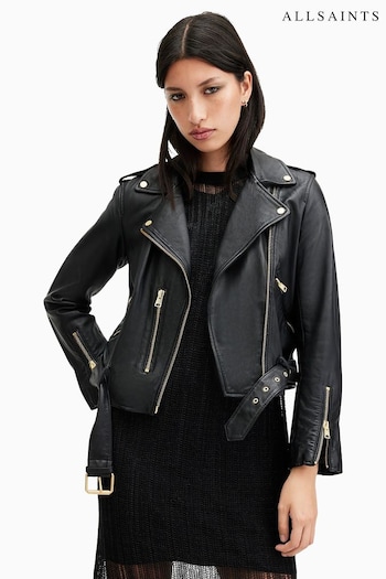 AllSaints Black Balfern Biker Jacket (AK3374) | £339