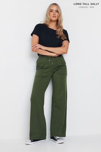 Long Tall Sally Green Patch Pocket Wide Leg Joggers (AK3430) | £33