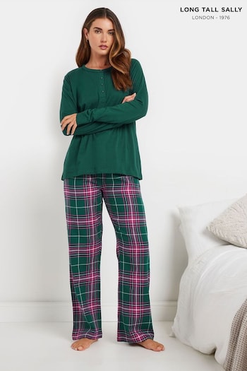 Long Tall Sally Pink Check Pyjamas Joggers (AK3434) | £28