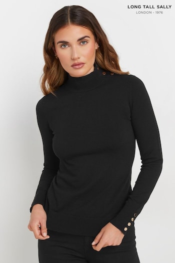 Long Tall Sally Black Popper Neck Jumper (AK3470) | £33