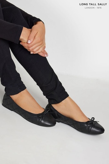 Long Tall Sally Black Quilted Ballet shoes (AK3500) | £29