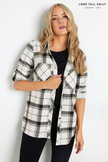 Long Tall Sally Cream 100% Cotton Check Shirt (AK3501) | £30