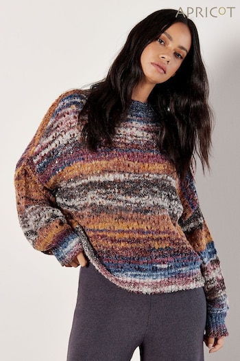 Apricot Purple Mix Yarn Distressed Boho Jumper (AK3510) | £39