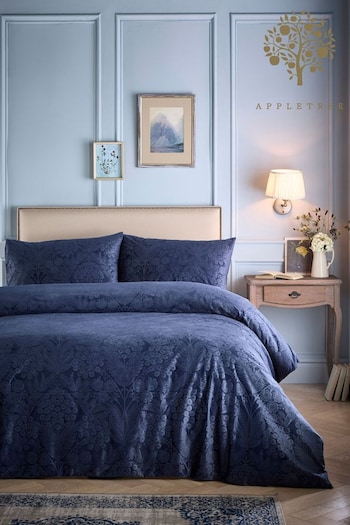 Appletree Navy Berkley Velvet Duvet Cover Set (AK3531) | £50 - £70