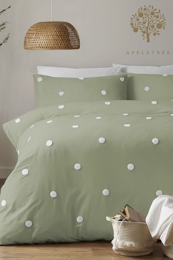 Appletree Sage Dot Garden 100% Pure 100% Cotton Duvet Cover Set (AK3533) | £35 - £55