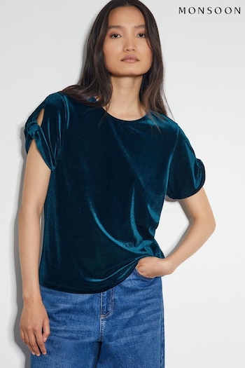 Monsoon Blue Viv Velvet T-Shirt (AK3570) | £39