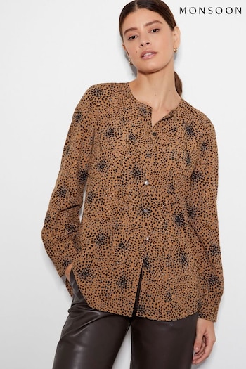 Monsoon Brown Nala Abstract Print Blouse (AK3575) | £55