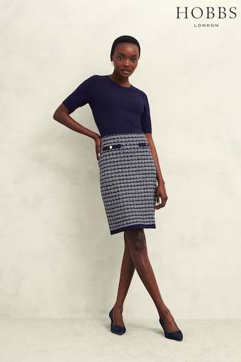 Hobbs Blue Petite Audra Dress (AK3594) | £149