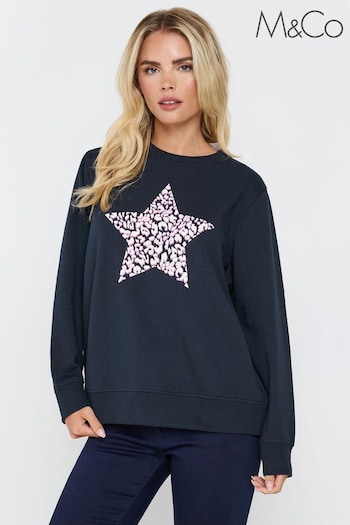 M&Co Blue Petite Animal Print Jumper (AK3821) | £31